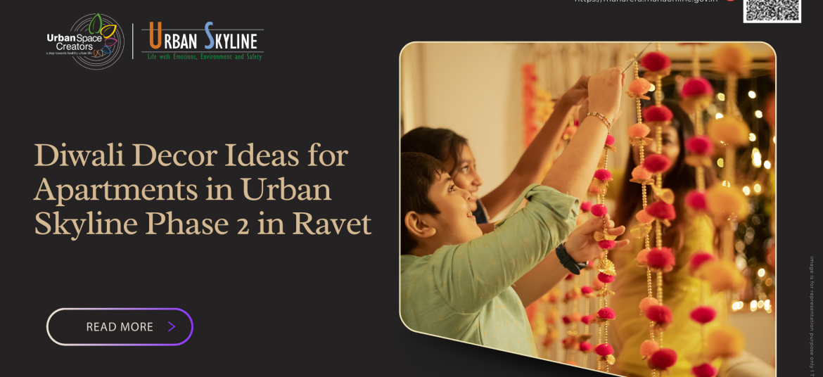 Festive Diwali decor ideas for 3 BHK apartments at Urban Skyline Phase 2 in Ravet with lights, diyas, and elegant interiors