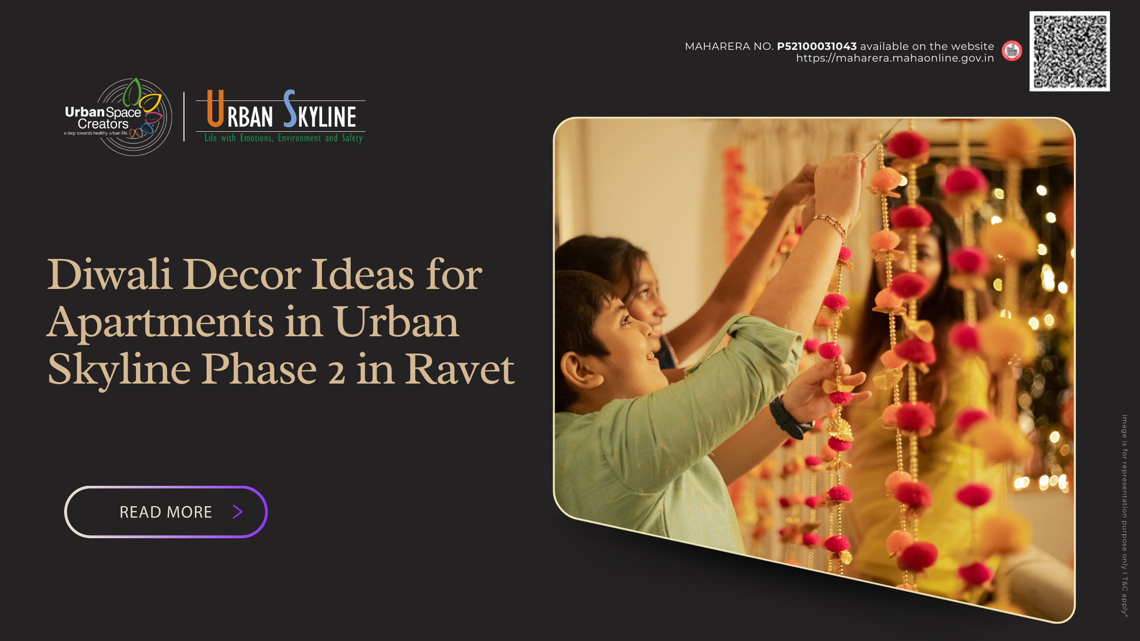 Festive Diwali decor ideas for 3 BHK apartments at Urban Skyline Phase 2 in Ravet with lights, diyas, and elegant interiors
